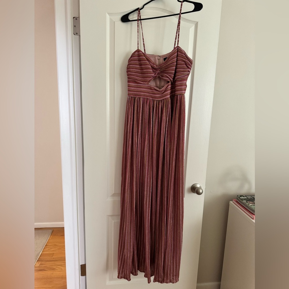 Aqua Striped Maxi Dress in Burgundy and White
